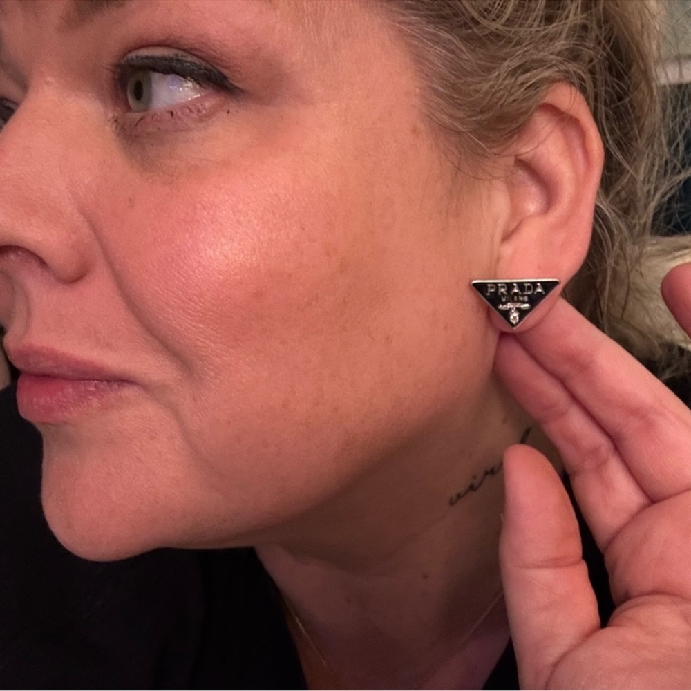 Prada Black Triangle Logo earrings - Picture 7 of 7